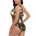 thumbnail image 5 of Yiaed Gnome Insect Frog Print Women One Piece Swimsuits Tummy Control One Shoulder Bathing Suits Pattern Ruffle Swimwear-X-Large, 5 of 8