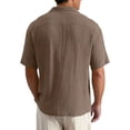 thumbnail image 4 of Uwinwear Mens Big and Tall Button Down Shirts Gauze Short Sleeve Collared Shirt Regular Fit Summer Casual Work Clothes Casual Textured Tops,Brown,S, 4 of 5