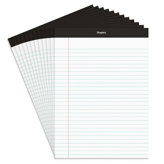 Staples TRU RED Notepads 8.5" x 11.75" Wide White 50 Sh/Pad 12 Pads/PK TR57339