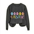 thumbnail image 4 of successthop Easter Womens Clothes Crewneck Sweatshirts Easter Eggs Letters Holiday Gifts Tops Crew Neck Tshirts Long Sleeve Pullovers Casual Vintage Travel Tops Outfit Gray XL(US=10), 4 of 4