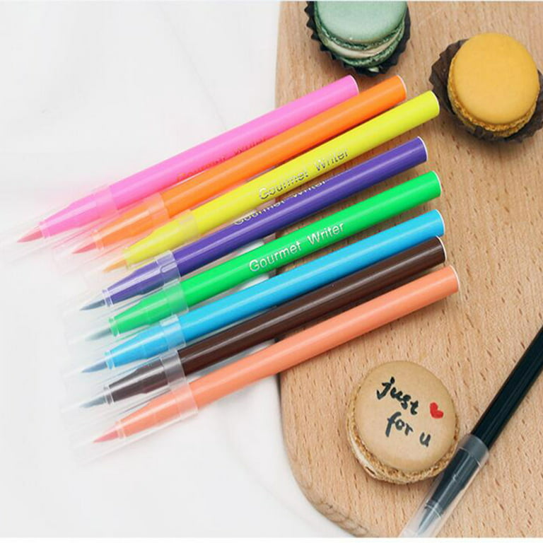 Mini Color Edible Markers Pens for cookies and cakes - royal icing,  fondant, macarons, and more. Black, Red, Green, Pnk, Orange, Yellow, Blue,  Purple