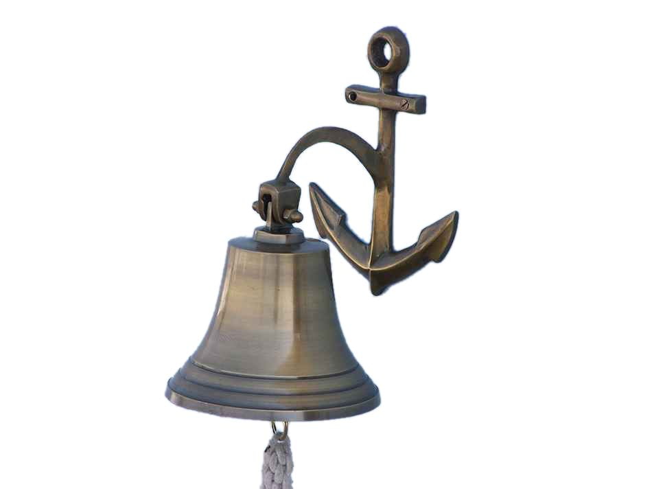 Antique Brass Hanging Anchor Bell 10" Brass Bell Decorative Anchor
