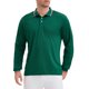 thumbnail image 5 of Camisa polo de golf de negocios de manga larga de ajuste regular para hombres, color sólido, verde, 5 of 6