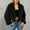 Black, variant on Womens Faux Fur Jacket Fluffy Fur Coat Cropped Long Sleeve Lapel Fuzzy Winter Outerwear Open Front Warm Jackets White 2XL