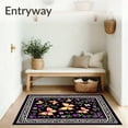 thumbnail image 3 of ODIKA 3'x5' Machine Washable Non-Slip Area Rug, Vibrant Garden Latch Hook Needlework Canvas Embroidery Kit High Traffic Rug with Pad, Black, 640536, 3 of 8
