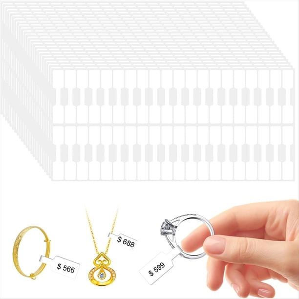 2000 Etiquetas Adhesivas para Precios de Joyería - Etiquetas Blancas Autoadhesivas para Collares, Aretes y Anillos - para Fijar Precios