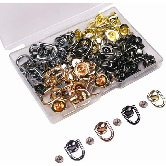 40 Pcs D Rings for Purse, Screw Rivets for Leather Crafting, Wallet Crossbody Conversion Kit