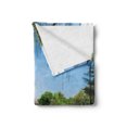 thumbnail image 2 of Wooden Bridge Soft Flannel Fleece Throw Blanket, Scenery of Lake and Spring English Garden Peaceful Landscape Photo, Cozy Plush for Indoor and Outdoor Use, 50" x 70", Multicolor, by Ambesonne, 2 of 5