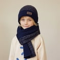 thumbnail image 2 of Zwiiyzr Kids Winter Beanie Hat Warm Knit Thick Ski Cap And Scarf Set For Girls Boys 1-11 Years Navy, 2 of 3