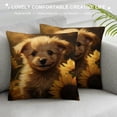 thumbnail image 3 of MDO  Cute Puppy Dog Sunflowers One Throw Pillow with Cover for Couch Bed Sofa, 18 x 18 Decorative Pillows w/Case, 3 of 5
