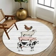 thumbnail image 2 of Round Rugs 8 Ft, Farmhouse Wooden Grain Non Slip Area Rugs for Kitchen Bedroom Entryway, Modern Country Cow Pig Chicken Washable Carpet Runner Rug Floor Mats for Bedroom Home Decor, 2 of 8