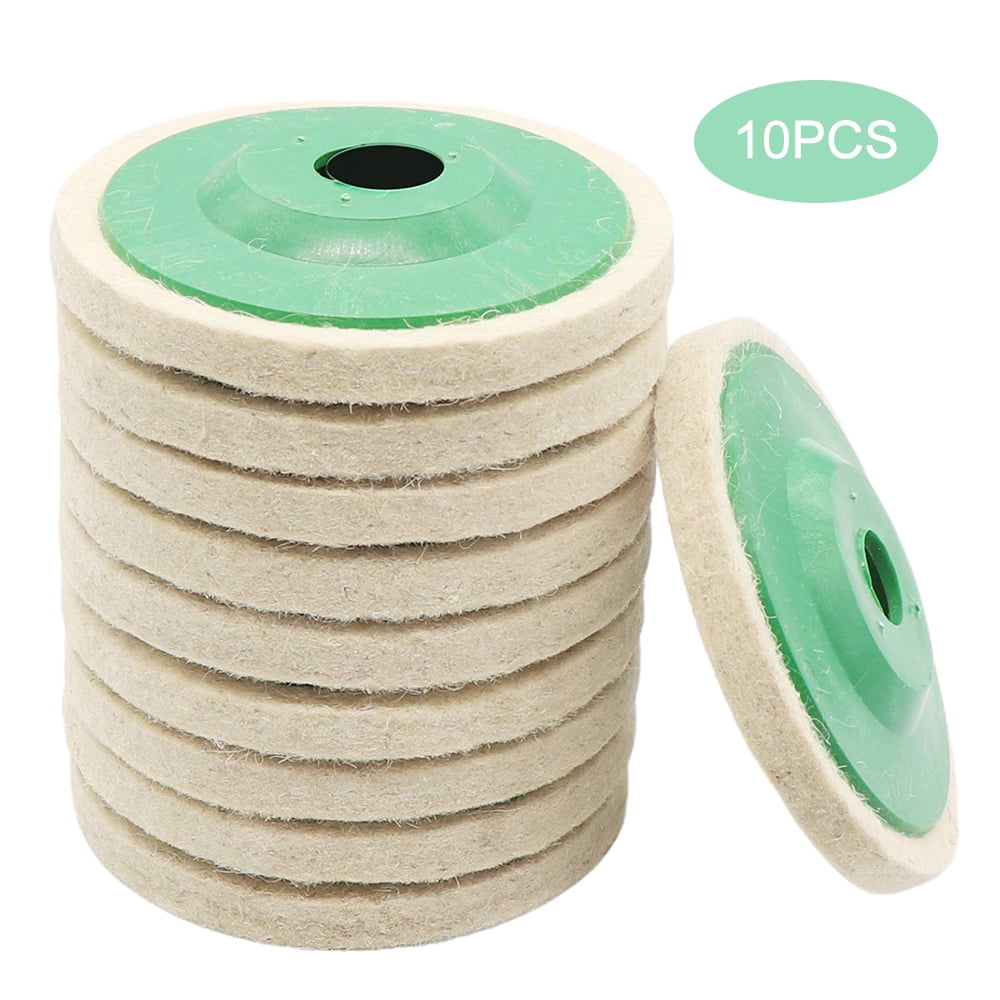10Pcs 4 Inch Round Wool Felt Disc Wheel Pads for 100mm Angle Grinder