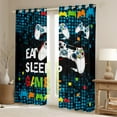 thumbnail image 2 of Erosebridal Game Player Curtains for Living Room, Neon Blue Gamepad 30%-50% Blackout Curtains Set of 2 (52x84), Video Games Curtains and Drapes (52x84), Window Curtains Room Decorative, 2 of 6
