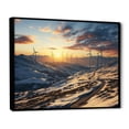 thumbnail image 2 of Designart "Mountain Sunset Wind Turbines View III" Architecture Framed Wall Art - Industrial Yellow Wind Turbines Entryway Framed Wall Art Print, 2 of 6