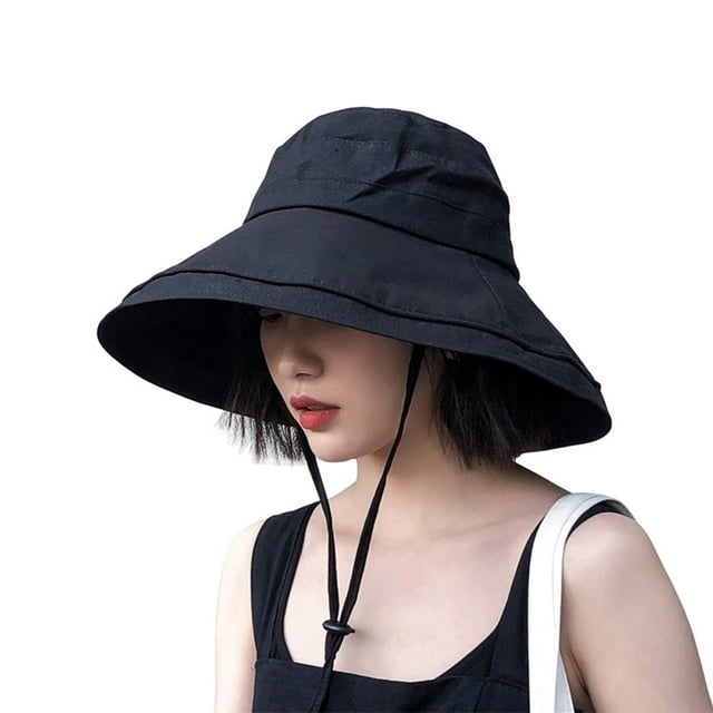 Gorro de pescador DRIONO de ala ancha con protección UPF50+, negro
