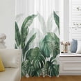 thumbnail image 5 of Palm Leaves Tropical Sheer Curtains 54 Inches Long, Green Botanical Summer Light Filering Curtains, Breathable Simi Curtain Privacy Drapes for Kitchen Bathroom Lightweight Small Window Treatment, 5 of 9