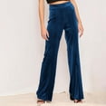 thumbnail image 2 of Women's Casual Pants Solid Color Suede Straight Leg Wide Leg Trousers Elegant Comfortable Autumn Winter Commuting, 2 of 2