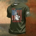 thumbnail image 2 of Men's 250 Years of Freedom Patriotic T-Shirt with Liberty Statue and USA Flag Graphic and Short Sleeves Featuring Crew Neck Design Army Green L, 2 of 6
