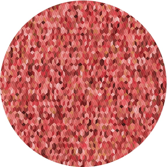 Ahgly Company Machine Washable Indoor Round Transitional Red Area Rugs, 6' Round