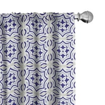 Ambesonne Geometrıc Curtains, Portuguese Floor Tile, Pair of 28"x84", Violet Blue and Blue Grey