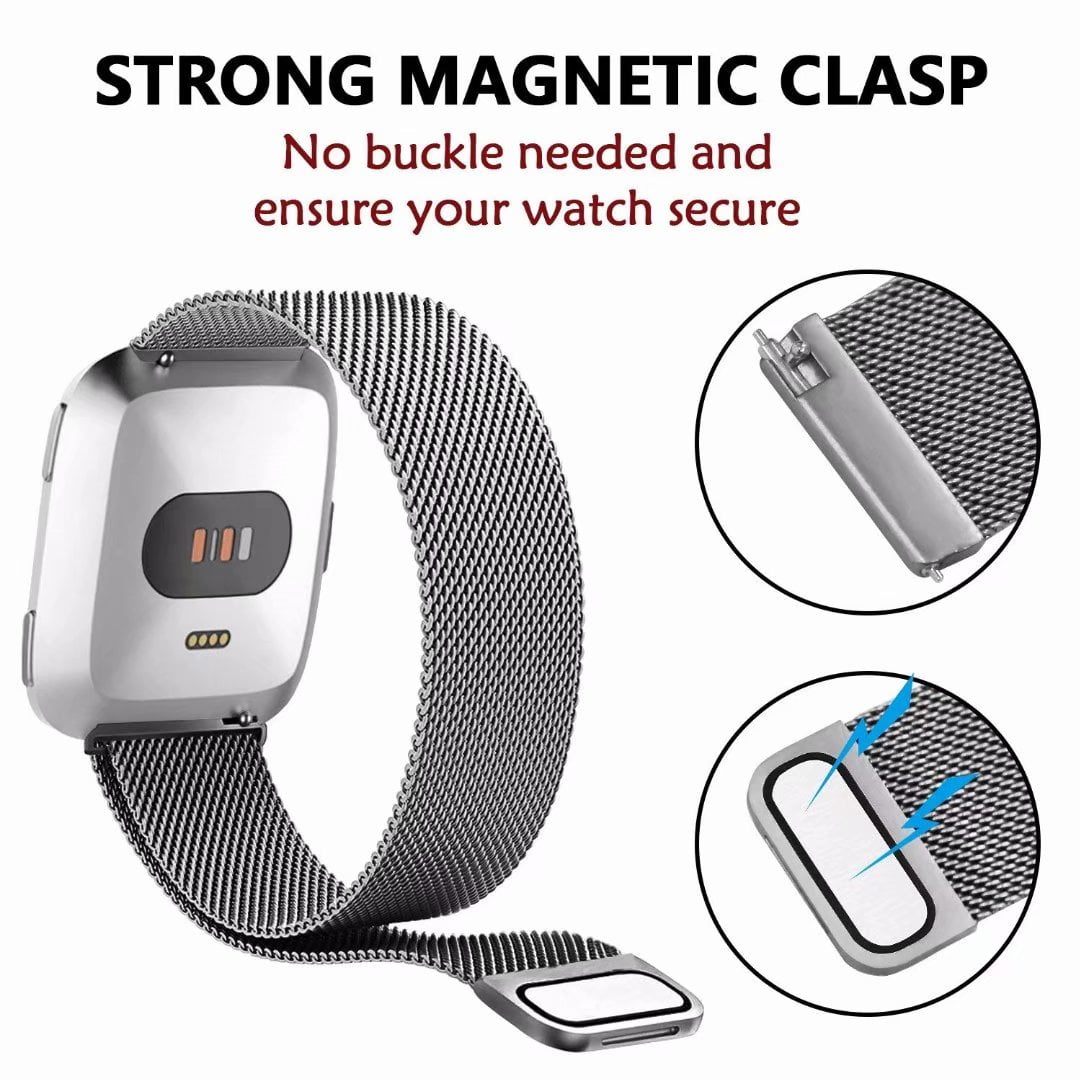 ZWGKKYGYH Compatible with Fitbit Versa 2 Bands for Women Men, Stainless  Steel Metal Mesh Replacement Band Accessories Bracelet Strap with Magnet  Lock