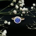 thumbnail image 3 of Rosec Jewels Classic Lab Blue Sapphire Engagement Halo Ring with Moissanite (AAAA Quality), 18K Yellow Gold, US 3.00, 3 of 8