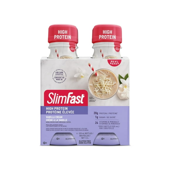 Case of Slim Fast Advanced Nutrition, Meal Replacement Shakes, 20g High Protein, Ready To Drink, Gluten & Lactose Free, 4 Bottles x 325ml per Box and 3 Boxes per case = 12 Vanilla Cream Drinks Total