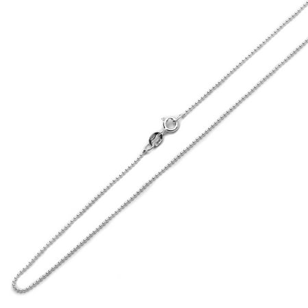 12mm Beaded Necklace - Sterling Silver 1.2mm Italian Bead Chain Necklace(16