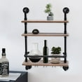 thumbnail image 2 of Wall Mounted Wine Rack, Wooden Wall Hanging Beer Rack Modern Wine Cabinet Shelf Wall Mounted Bottle Glass Holder Shelves Wine Rack Multiple Bottle Storage Racks for Home Bar, 2 of 14