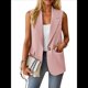 thumbnail image 3 of Chaleco Sin Mangas de Verano para Mujer, Estilo Informal, para Oficina, con Bolsillos. Rosa L, 3 of 9