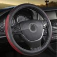 thumbnail image 1 of Giant Panda PVC Soft Leather Steering Wheel Cover with Breathable Mesh, 15 Inches Universal, Black and Red, 1 of 8
