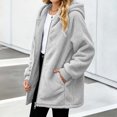 thumbnail image 6 of VIPOIN Girls Full Zip Hooded Fleece Jacket, Mid-Length Sherpa Coat Warm Fall Winter Outerwear, 6 of 8
