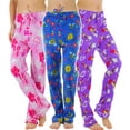 thumbnail image 6 of ToBeInStyle Women's Pack of 3 Assorted Print Fleece Lined Pajama Bottoms - Cheerful Funky Love - X-Large, 6 of 6