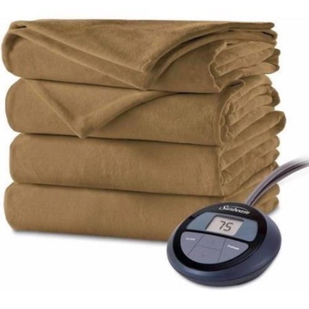 Sunbeam Electric Heated Velvet Plush Blanket, Twin Acorn