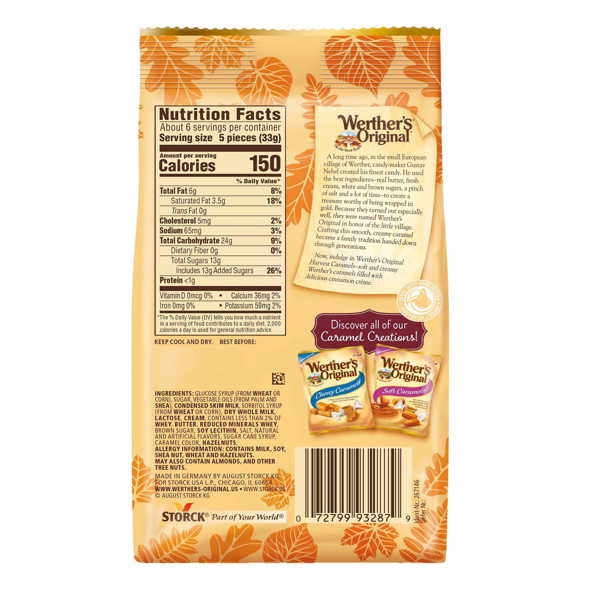 Werther's Original Harvest Cinnamon Crème Soft Caramel Candy, 7.4 oz.