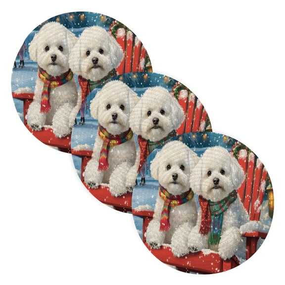 BZSMCE Mats for Pots,Pans Place Two Dogs on Red Chair Simple Style Pattern Pot Mats
