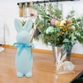 thumbnail image 4 of Easter Bunny Decor with Bow, 9.84"" Flocking Rabbit Tabletop Ornament for Easter Centerpieces, Cute Easter Rabbit Statue for Spring Home Office Table Decor, Party Supplies Gifts for Friends, 4 of 6