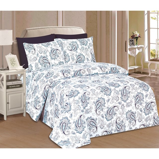 Beverly Hills 1800 Series Ensemble de Draps Ultra-Doux Imprimé 6 Pcs (CalKing, Hubery)