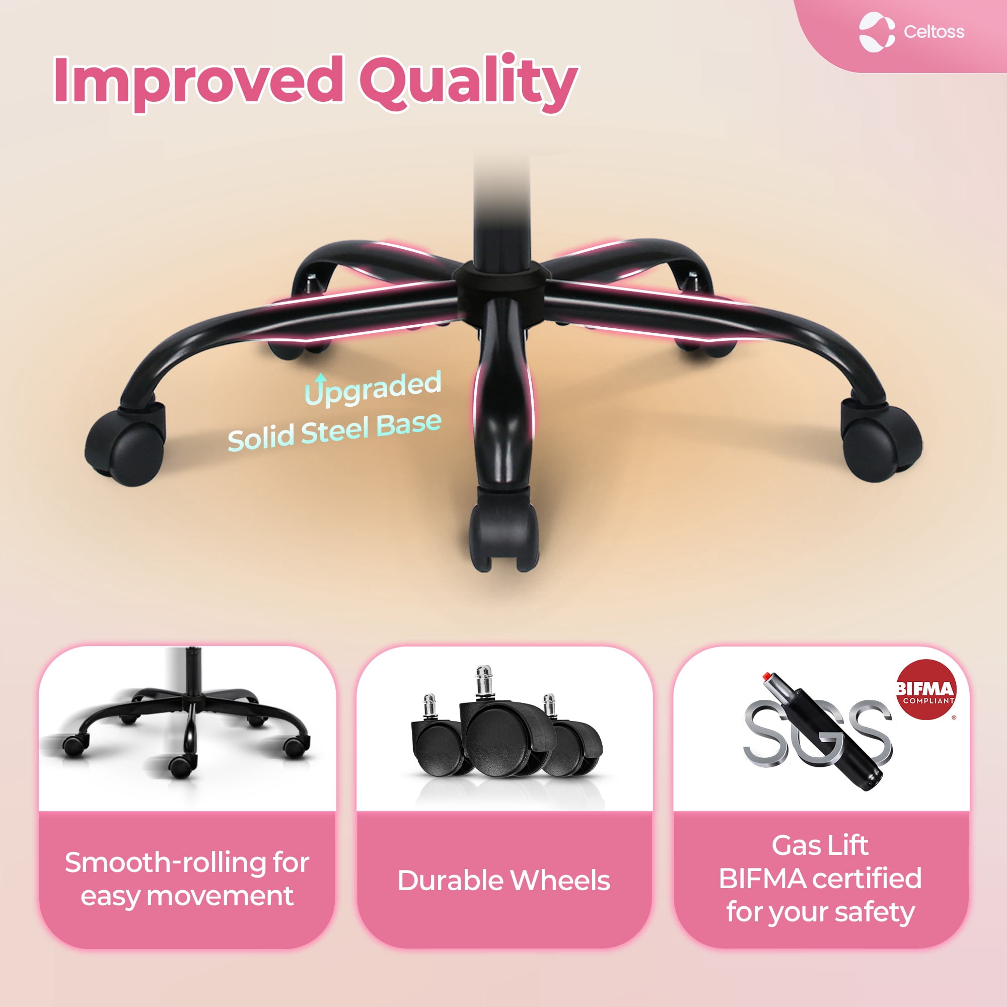 CELTOSS  Pink Gaming Chair, Flip-up Armrest Computer Chair Ergonomic Office Chair PU Leather Desk Chair Executive Adjustable Swivel Task Chair