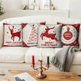 thumbnail image 5 of Twfbrm 4 Pcs Christmas Pillow Covers, Christmas Decorations 18x18 Inch Red & White Reindeer Xmas Tree Throw Pillow Case, Soft Decorative Cushion Covers Winter Holiday Pillowcase for Couch Sofa, 5 of 9