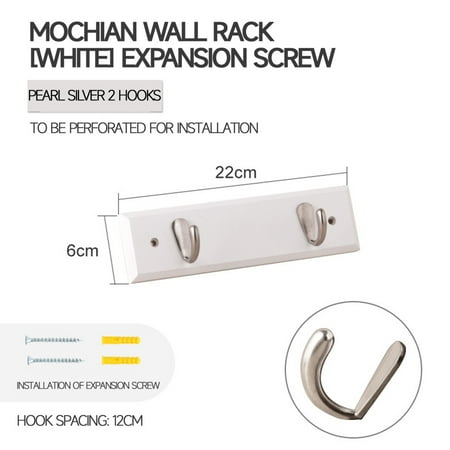 

Wall Mounted Coat Rack High Load Bearing Hanging Clothes Jacket for Bedroom White 2 Hooks Expansion Screw