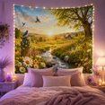 thumbnail image 2 of Stream and Red Barn at Golden Hour, Serene Farmhouse for Nature Lovers, Rustic Landscape Wall Art, Thanksgiving Gift, Tapestry Wall Hanging for Living Room and Bedroom, 2 of 7