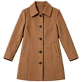 thumbnail image 4 of Women's Mid Length Wool Coat Lapel Collar Long Sleeve Button Front Classic Office Coat, 4 of 8