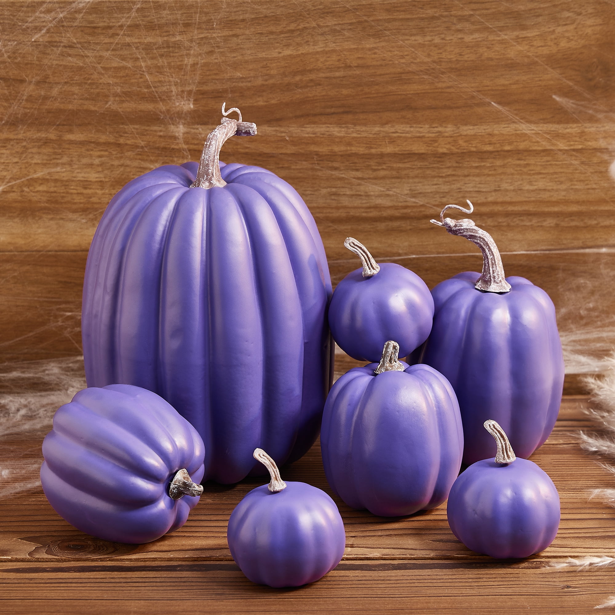 7Pcs Artificial Pumpkins, Harvest Fall Gold Foam Pumpkins For Halloween Thanksgiving Home Party