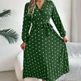 thumbnail image 2 of adviicd Fall Wedding Guest Dresses Women's Long Sleeve Wrap Front Maxi Dress with Tie Waist (Green,L), 2 of 8