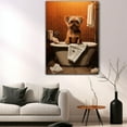 thumbnail image 5 of Brussels Griffon Dog Canvas Wall Art for Bedroom Living Room Home Decor,Funny Dog Canvas Sitting on The Toilet Animal Pattern Office Artworks, modern wall decor, Ready to Hang, 5 of 6