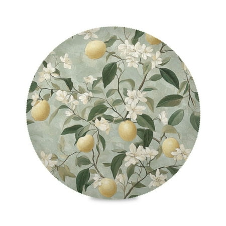 

WOBOGO Fresh Lemon Tree Round Placemats Set of 4 Heat Resistant Washable Kitchen Table Decorations 15.4in