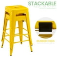 thumbnail image 4 of 24 Inch Metal Bar Stools Set of 2, Stackable Backless Industrial Stools for Indoor Outdoor Kitchen Dining Patio Garden Classroom (Yellow), 4 of 10
