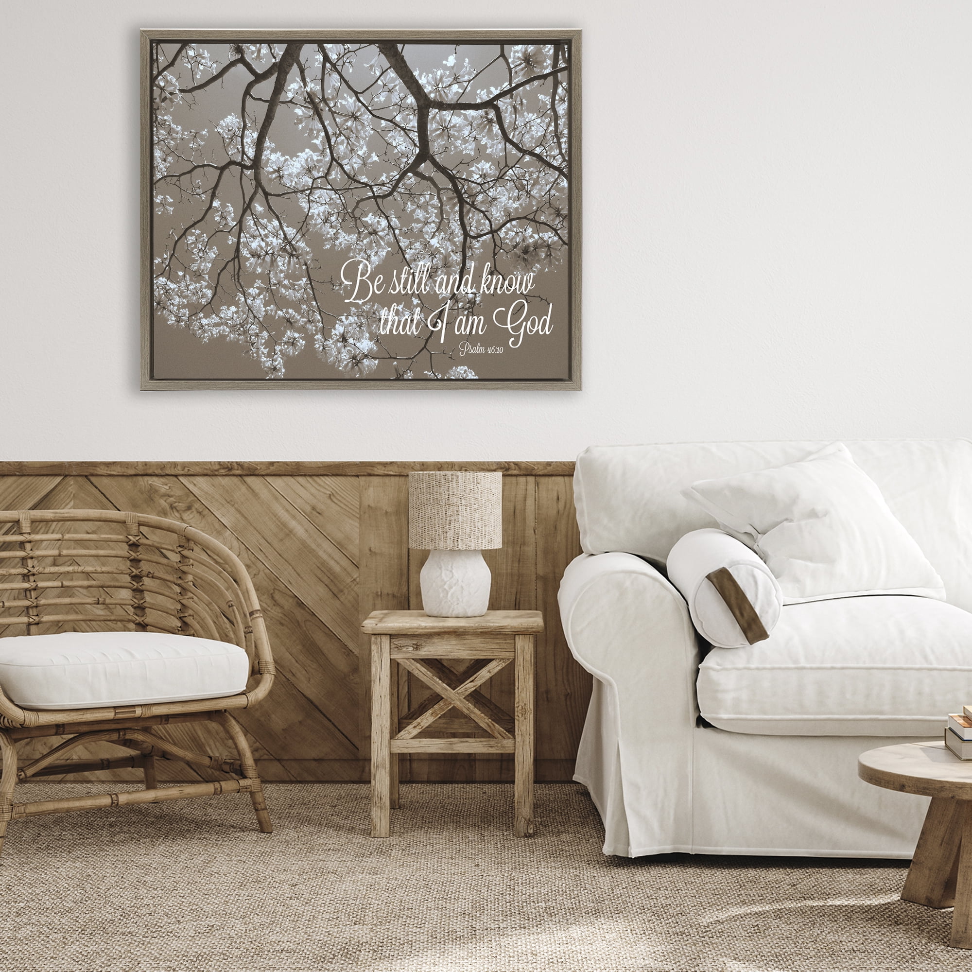 Stupell Industries Be Still Apple Blossoms Brown Framed Floater Canvas Wall Art, design by Gail Peck