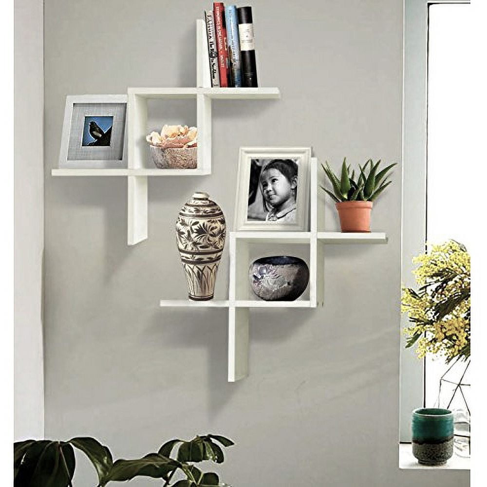 Lowestbest Wood Wall Shelf for Home, Reversed Criss Cross Wall Shelf, Set of 2